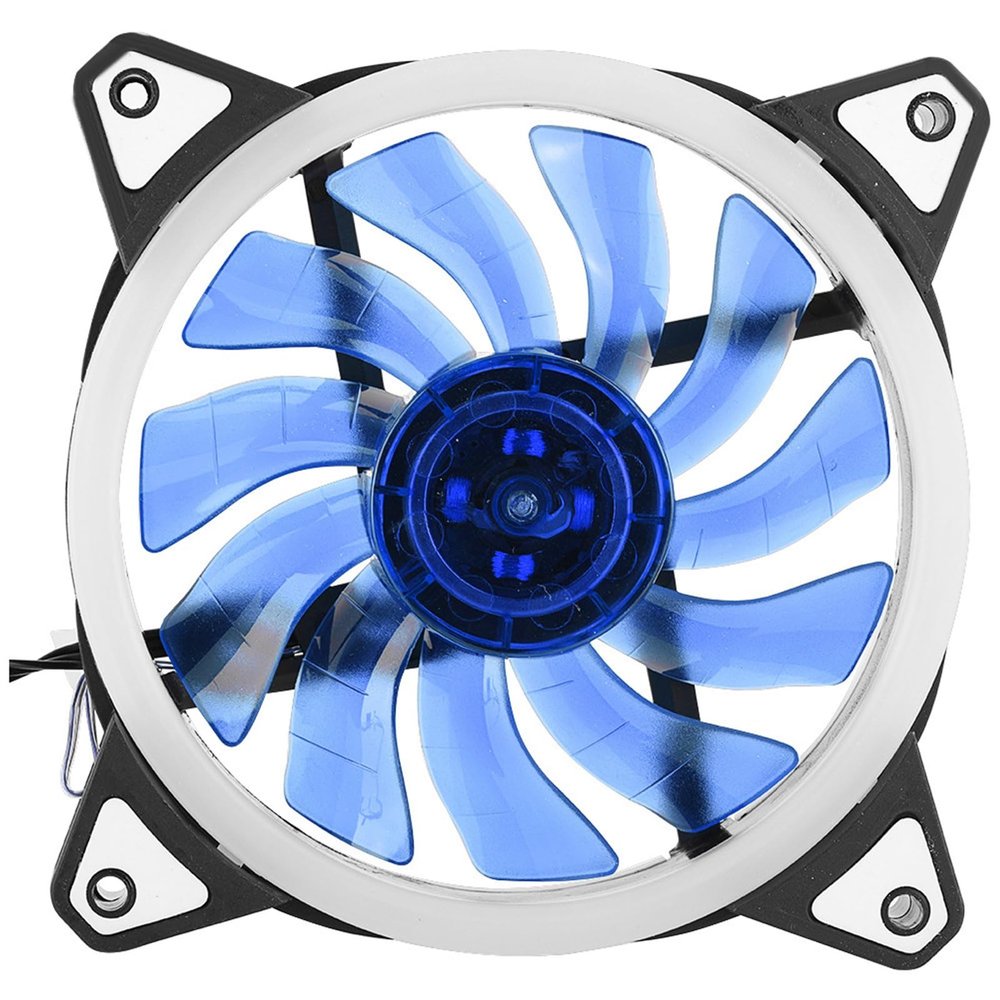 120mm Case Fan, Pc CPU Case Cooler Cooling Fan 12cm 120mm Ultra Silent 3pin 4pin Cooling Fan Pc 2 LED Rings (Blue)