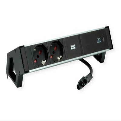 BACHMANN DESK2 Aluminium Black 2xP40, 1xUSBC 60W 0.2m GST18 Italia