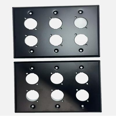 (2) Two Triple Gang Wall Plate for Six XLR Male/Female "D" BLACK Steel