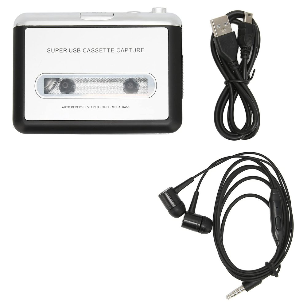 Cassette Portable Player MP3 USB Convert for Laptops and PCs, Sound Music Tape Player for Ancient Tapes and Cassettes, Compact Size, Window Compatible, Metal Material