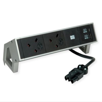 BACHMANN DESK2 2xUK 1xUSB A/C 22W, 0.2m GST18 INOX United Kingdom
