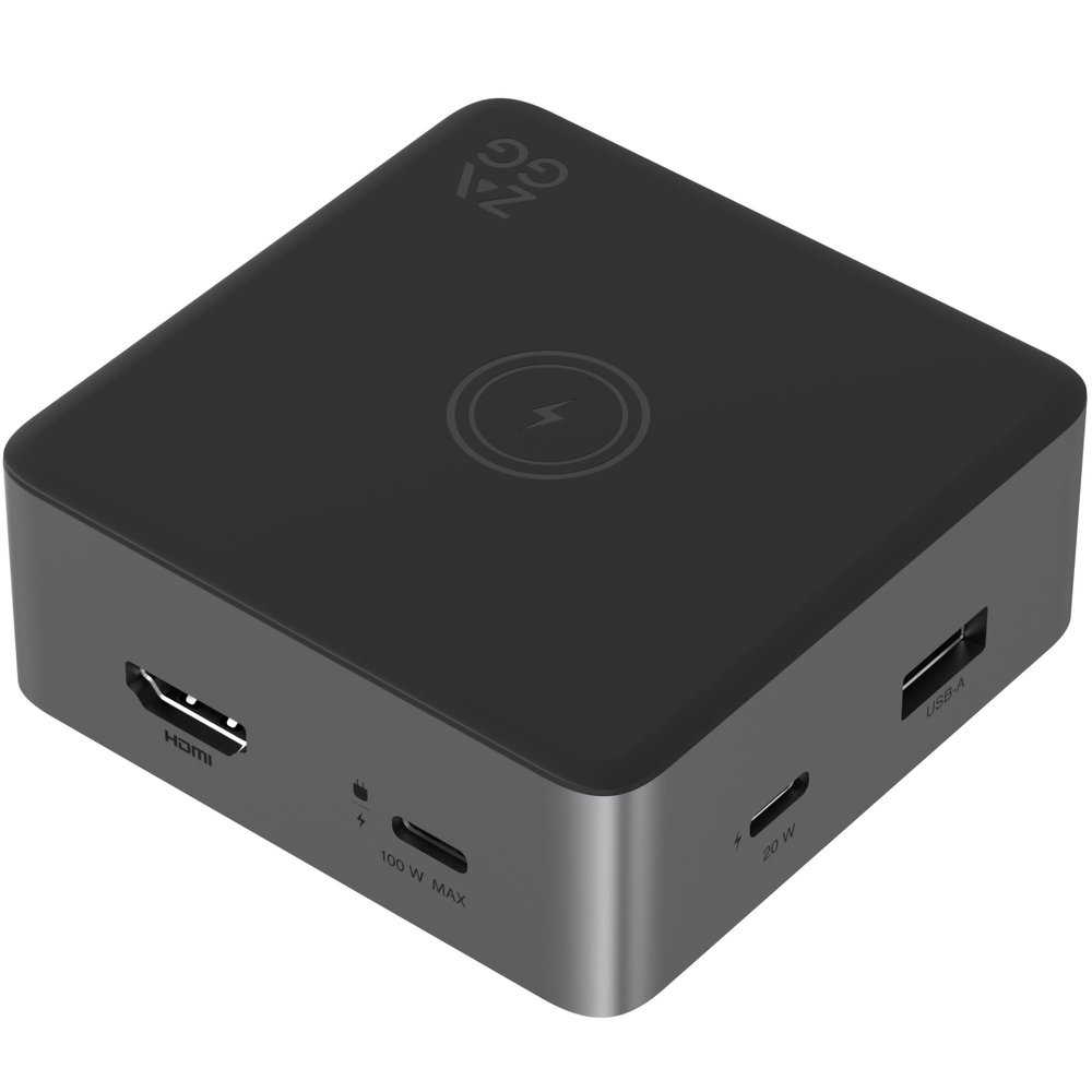 ZAGG 4-Port Hub with Wireless Charging - USB-C PD 100W, HDMI 4K, USB 10Gbps, High-Speed Charging & 4K Display, for Travel, Compatible w/Windows, macOS, iPadOS, ChromeOS, Android