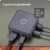 ZAGG 4-Port Hub with Wireless Charging - USB-C PD 100W, HDMI 4K, USB 10Gbps, High-Speed Charging & 4K Display, for Travel, Compatible w/Windows, macOS, iPadOS, ChromeOS, Android view 3