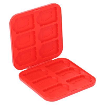 12 Game Card Case for Switch, Organizer with 12 Cartridge Slots, Hard Shell Storage for SDHC Memory Card, Silicon Holder for Storage Cards (Red)