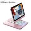 kaidisen 360 Rotating Keyboard for iPadiPad mini6 mini7 A17 Pro 2024 Keyboard Case with Touchpad 7 Color Backlight Foldable Backlit Keyboard,Rose Gold view 2