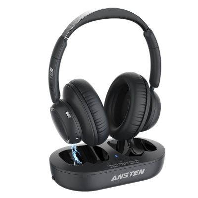 ANSTEN Wireless Headphones for TV with Universally Compatible Transmitter Charging Base, TV Headphone Wireless for Seniors, Bluetooth Headphones No Delay, 35 Hrs Audio Playtime, Plug n Play