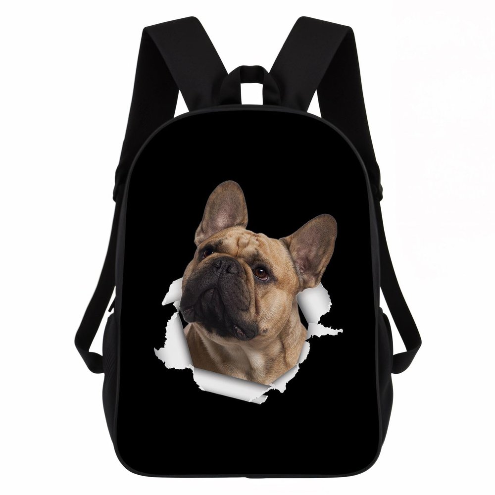 GABSHAIM French Bulldog Backpack Daypack Lovely Dog Print Bookbag Laptop Bag For Work Travel Hiking 17 Inch Black Lightweight Style 1