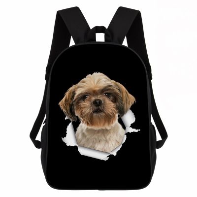 GABSHAIM Shih Tzu Dog Backpack Daypack Lovely Dog Print Bookbag Laptop Bag For Work Travel Hiking 17 Inch Black Lightweight