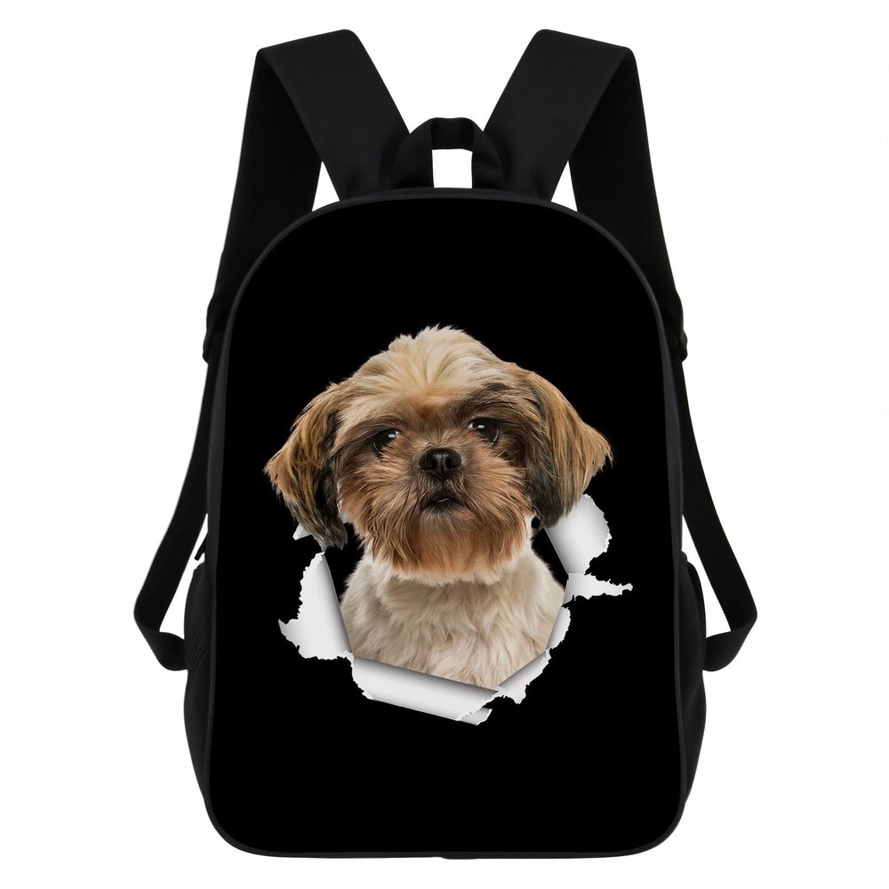 GABSHAIM Shih Tzu Dog Backpack Daypack Lovely Dog Print Bookbag Laptop Bag For Work Travel Hiking 17 Inch Black Lightweight