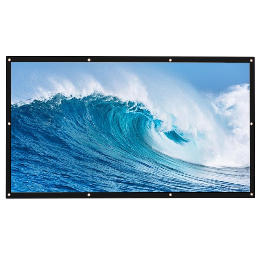 84-200 Inch Projector Curtain, Outdoor Projection Screen 4:3/16:9, Portable Projection Screens 4K HD Foldable Indoor Hanging Wall Anti-Crease Home Theater, for Home Theater Backyard Party Movie Nights