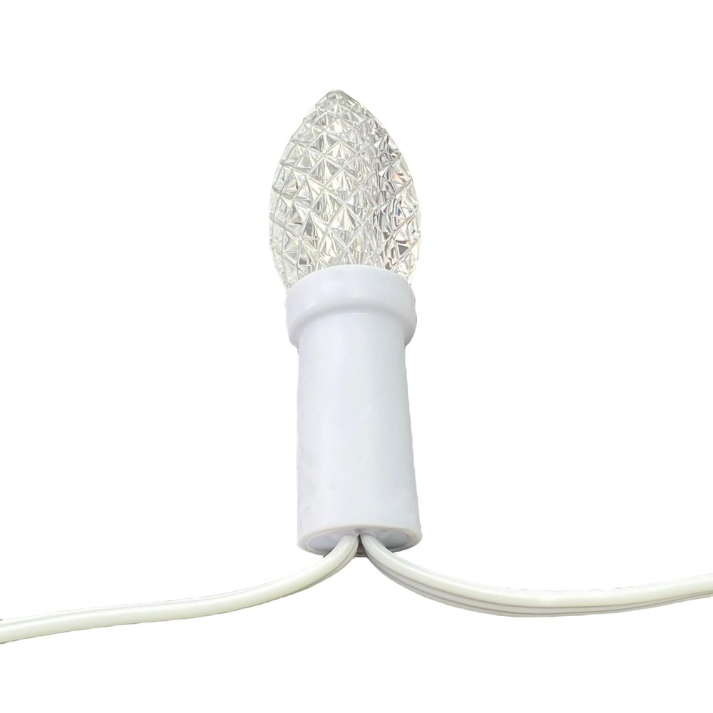 WENWENLEE C9 DC5V DC12V WS2811 50 Pixels/Set Addressable RGB LED Pixel String Light 15cm/20cm/25cm/30cm Spacing White Case White Wire IP68(15cm Spacing 5V,XConnect Pigtails)