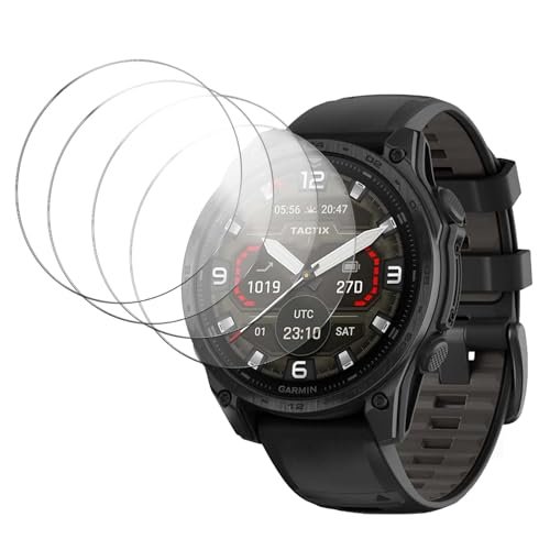 4 Pack Screen Protector for Garmin tactix 8 47mm, 9H Hardness Tempered Glass for Garmin tactix 8 47mm, 2.5D Round Edge,Anti-Scratch, Bubble Free, HD Clarity