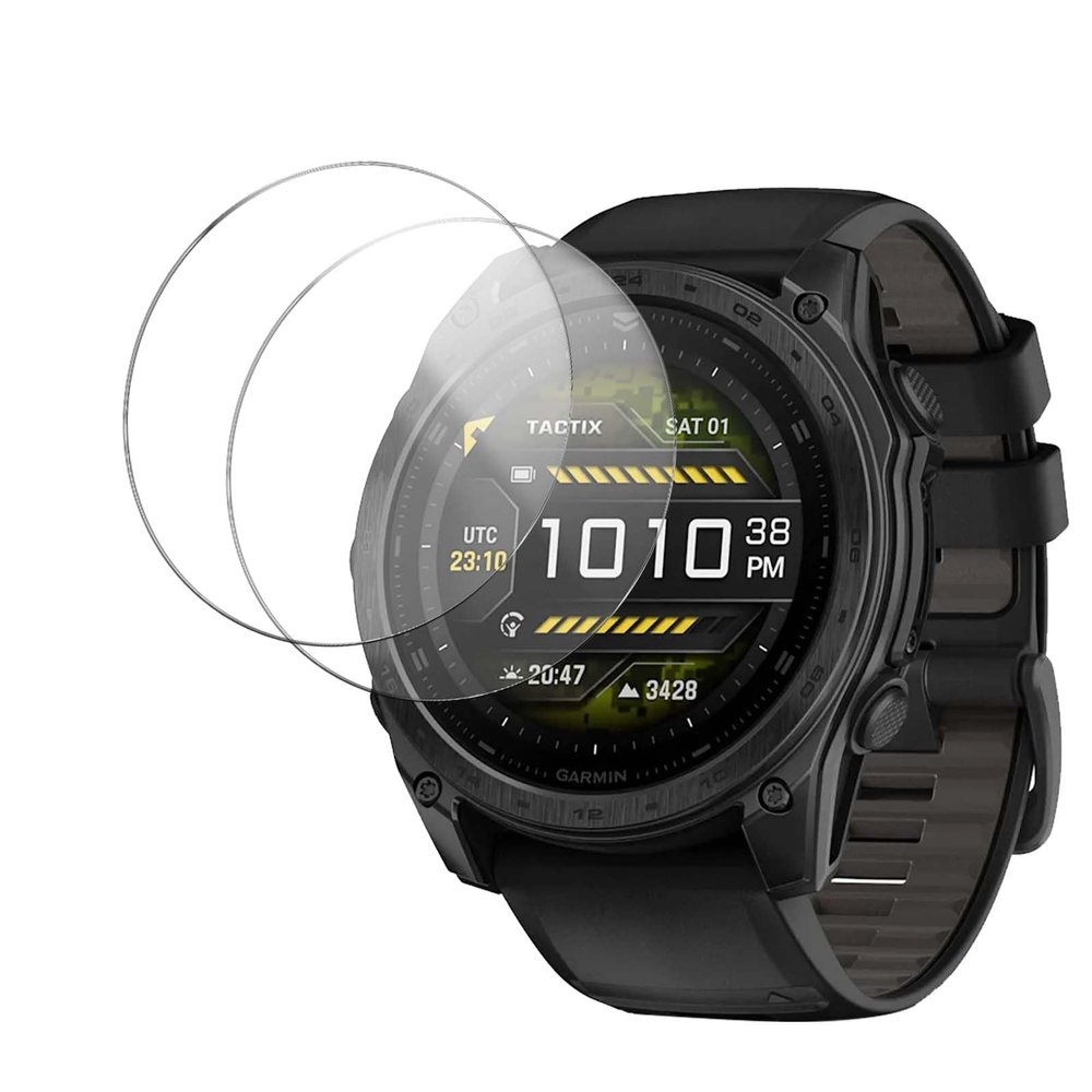 2 Pack Screen Protector for Garmin tactix 8 51mm, 9H Hardness Tempered Glass for Garmin tactix 8 51mm, 2.5D Round Edge,Anti-Scratch, Bubble Free, HD Clarity