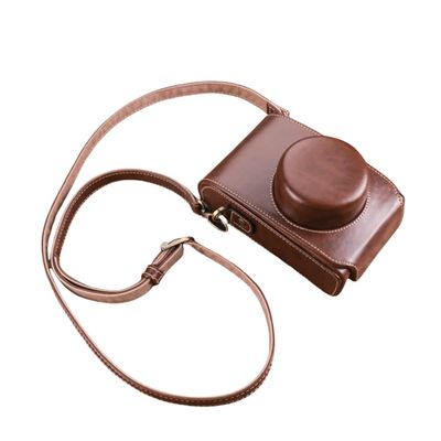 KSNWZ Retro Style Leather Camera Half Leather Case for Fuji XE4 X100s X30 X100F D-LUX7 LX100M2, Half Leather Case Kit with Bottom Opening Version, Shockproof,Brown,D LUX7