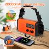 Emergency Weather Radio, 20000mAh Solar Radio, Hand Crank Radio with AM/FM/NOAA, Portable Radios with Flashlight & Reading Lamp, Earphone Jack, SOS Alarm, Phone Charger for Indoor Outdoor Emergencies view 4