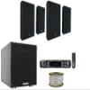 Rockville Bundle: (2) Pair RockSlim Black Home Theater 5.25" 240W Wall Mount Speakers Bundle with Rock Shaker 8" Home Theater Subwoofer, 2-Ch Bluetooth Karaoke Amplifier Mixer & Speaker wire (5 items) view 1