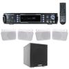 Rockville Bundle: RPA60BT V2 1000W 2-ch Bluetooth DJ Amplifier Mixer Bundle with (4) HP65S-8 6.5" Home Theater Speakers w/Swivel Bracket & Rock Shaker 8" Black 400W Home Theater Subwoofer (4 Items) view 1