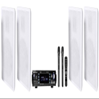 Rockville Bundle: RPA70WBT V2 1000w 2-Ch USB Bluetooth Amplifier/Mixer+(2) Mics Bundle with (2) Pair Rockville RockSlim White Home Theater 5.25" 240w Easy Wall Mount Slim Speakers (3 Items)