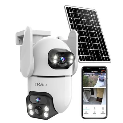 ESCANU Dual Lens Security Cameras Wireless Outdoor for Home Security,WiFi,2-Way Audio,Night Vision,Motion Detection,No mothly fee Cameras,IP65 Water Proof