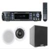 Rockville Bundle: RPA60BT V2 1000W 2-ch Bluetooth DJ Amplifier Mixer Bundle with Pair HC655 6.5" 500W 8-Ohm in-Ceiling Home Speakers & Rock Shaker 8" Black 400W Home Theater Subwoofer (3 Items) view 1