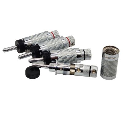 HRYBTCB Silver Carbon Fiber Rhodium-Plated Loudspeaker Banana(4pcs Two Box)