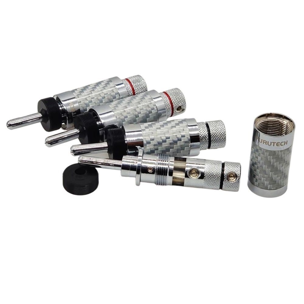 HRYBTCB Silver Carbon Fiber Rhodium-Plated Loudspeaker Banana(4pcs Two Box)