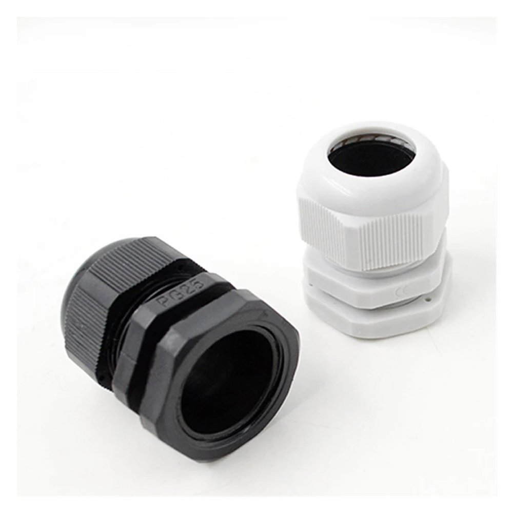 BHUPWZE 10Pcs Waterproof Cable Gland M8 M12 M16 M20 M25 M32 M40 Gray Plastic Seal Joint M40 M50 M63 Nylon IP68 White Cable Fixing Joint(M16X1.5)