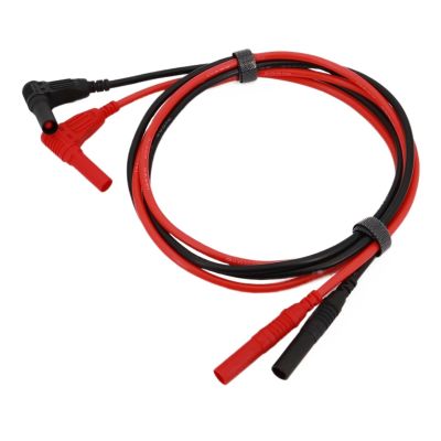 1Pair Red and Black Silicone Insulated 4mm Male Right Angle to Straight Banana Cable Connector Multimeter Test Leads