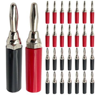 10/40Pcs 4mm Nickel/Chromium Plating Adapter Wire Cable Audio Speaker Banana Connector(5 Red 5 Black)