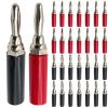 10/40Pcs 4mm Nickel/Chromium Plating Adapter Wire Cable Audio Speaker Banana Connector(5 Red 5 Black) view 1