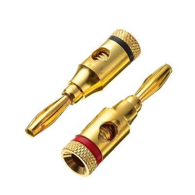 4mm 24k Gold-Plated Musical Cable Wire Banana Audio Speaker Connector Plated Musical Speaker Cable Wire Pin Connector(8 Pcs)