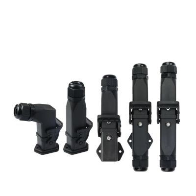 BHUPWZE 1Pcs Heavy Duty Connector HDC-HA 4 (3+1)/ 5(4+1)/6(5+1)/8(7+1) Core Aviation Electrical Cabinet Plug Socket M20 (Plastic Case)(Black)