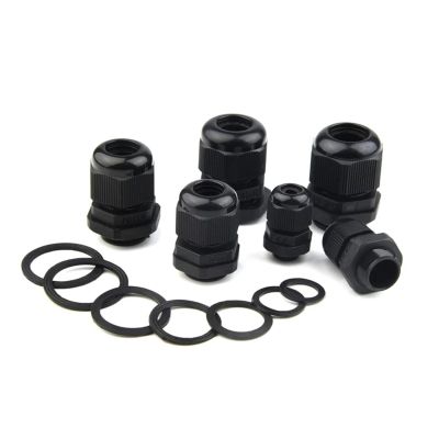BHUPWZE 10Pcs Waterproof Cable Gland M8 M12 M16 M20 M25 M32 M40 Black Plastic Seal Joint Nylon IP68 White Cable Fixing Nylon Connector(M50-38 BK 10Pcs)