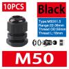 BHUPWZE 10Pcs Waterproof Cable Gland M8 M12 M16 M20 M25 M32 M40 Black Plastic Seal Joint Nylon IP68 White Cable Fixing Nylon Connector(M50-38 BK 10Pcs) view 2