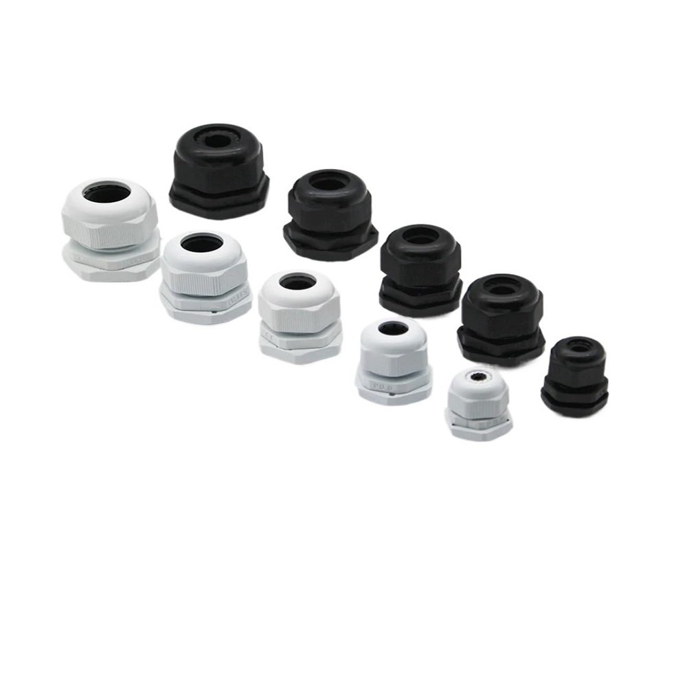 BHUPWZE 10Pcs Waterproof Cable Gland Cable Entry IP68 PG7 for 3-6.5mm PG9 PG11 PG13.5 PG16 PG19/21 White Black Nylon Plastic Connector(PG19-Black)