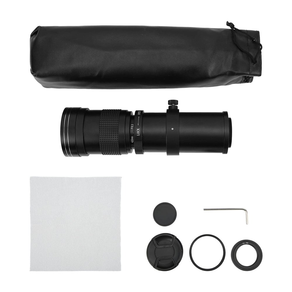420 800mm F/8.3 16 Super Telephoto Manual Zoom Lens, PK Mount Compatible, Aluminum Alloy Body, for Pentax Camera, Long Distance Shooting, Filter Included