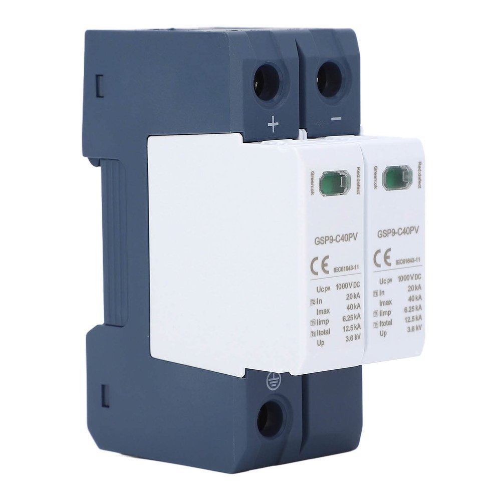 2P 1000VDC Protector, Large Discharge Capacity, Quick Response, Safe to Use, PC Material, Defends DC Power Systems from Overvoltage
