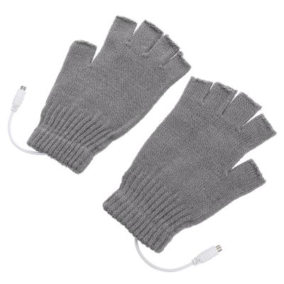 1 Pair USB Heated Gloves Fingerless Gloves Typing Gloves for Cold Hands Touch Rechargeable Warming Gloves for Women Heated Glove for Computer Heated Gloves for Men Grip Yarn Grey/10