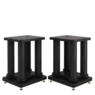 2Pcs Floor Speaker Holder Wood Grain Speaker Stands, Heavy Duty Loudspeaker Racks Audio Stand, Hollowed Speaker Supports, Bookshelf Speaker Stands for Home Theater Speakers