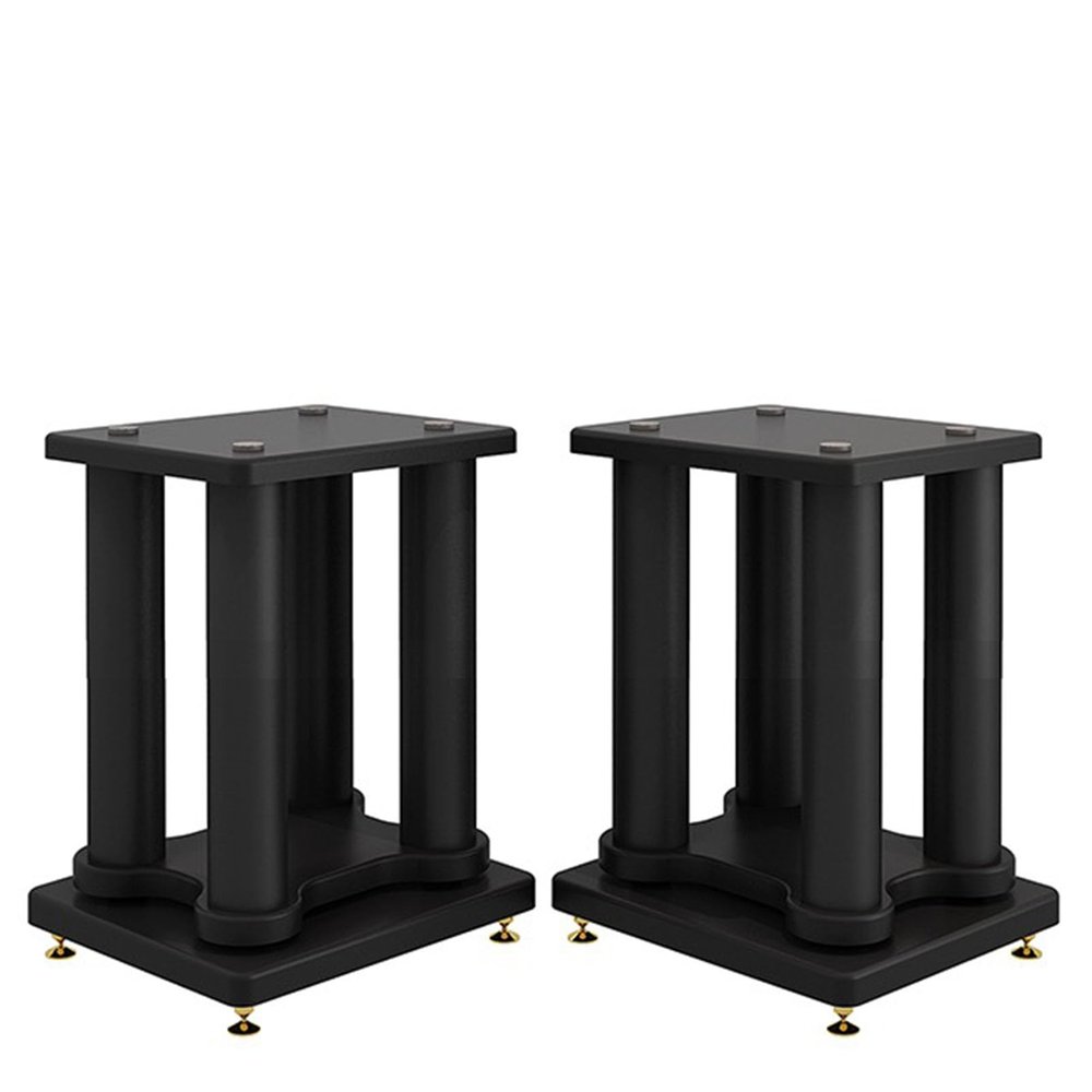2Pcs Floor Speaker Holder Wood Grain Speaker Stands, Heavy Duty Loudspeaker Racks Audio Stand, Hollowed Speaker Supports, Bookshelf Speaker Stands for Home Theater Speakers