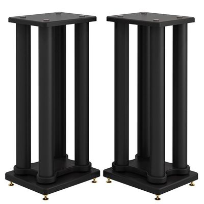 2Pcs Floor Speaker Holder Wood Grain Speaker Stands, Heavy Duty Loudspeaker Racks Audio Stand, Hollowed Speaker Supports, Bookshelf Speaker Stands for Home Theater Speakers