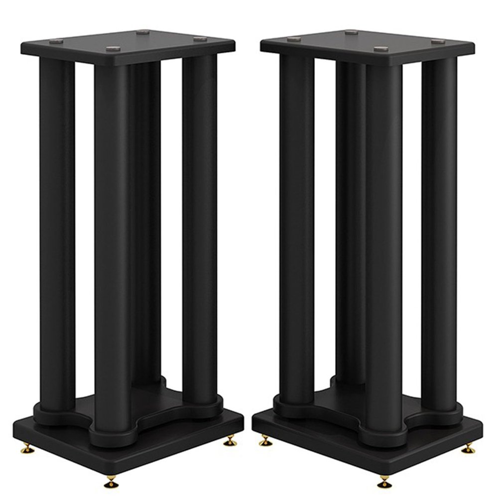 2Pcs Floor Speaker Holder Wood Grain Speaker Stands, Heavy Duty Loudspeaker Racks Audio Stand, Hollowed Speaker Supports, Bookshelf Speaker Stands for Home Theater Speakers