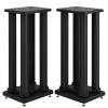 2Pcs Floor Speaker Holder Wood Grain Speaker Stands, Heavy Duty Loudspeaker Racks Audio Stand, Hollowed Speaker Supports, Bookshelf Speaker Stands for Home Theater Speakers view 1