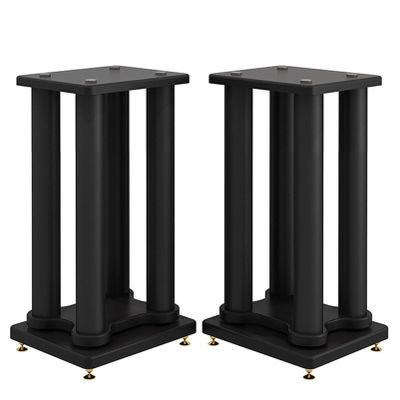 2Pcs Floor Speaker Holder Wood Grain Speaker Stands, Heavy Duty Loudspeaker Racks Audio Stand, Hollowed Speaker Supports, Bookshelf Speaker Stands for Home Theater Speakers