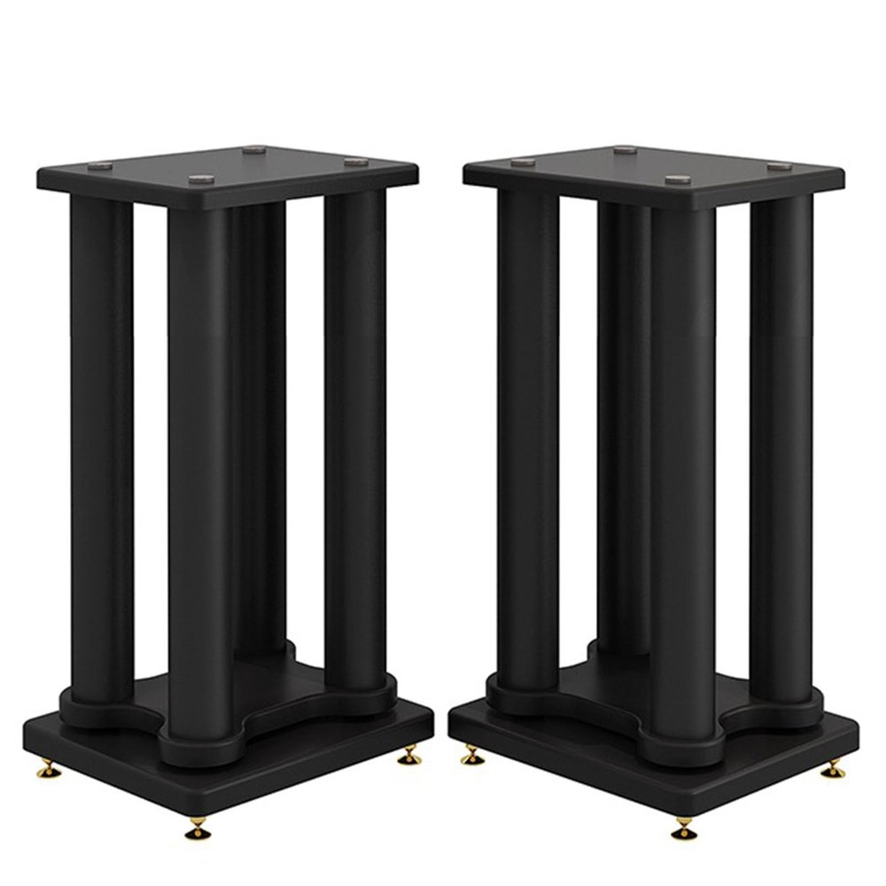 2Pcs Floor Speaker Holder Wood Grain Speaker Stands, Heavy Duty Loudspeaker Racks Audio Stand, Hollowed Speaker Supports, Bookshelf Speaker Stands for Home Theater Speakers