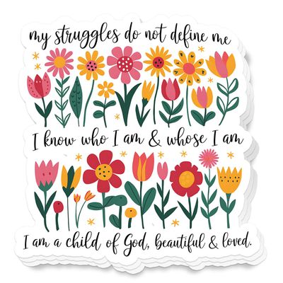 (3Pcs) Beautiful & Loved Floral Christian Quote Stickers 3'' Jesus Prayer Bible Waterproof Decal for Journaling Laptop Kindle Water Bottle Stanley Cup Bumper