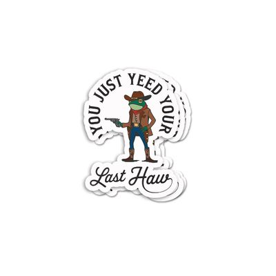 (3pcs) You Just Yeed Your Last Haw Sticker - Funny Frog Cowboy Sticker - Western Style Cowboy Frog with Gun Sticker - Vintage Country Sticker - Silly - Decorative Decals - Durable & Waterproof