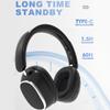 IHAO Premium Wireless Bluetooth 5.3 Over-Ear Headset with Active Noise Cancellation Foldable Rotatable Design Lightweight Comfort Dual Device Connectivity and Detachable Gaming Mic-M12 Black view 3
