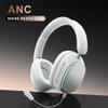 IHAO Premium Wireless Bluetooth 5.3 Over-Ear Headset with Active Noise Cancellation Foldable Rotatable Design Lightweight Comfort Dual Device Connectivity and Detachable Gaming Mic-M12 White view 3