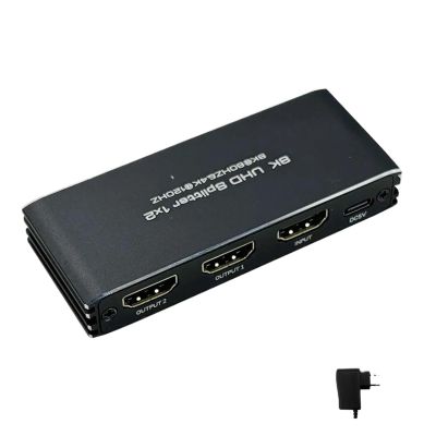 Y9S5QZ5 HDMI 1X2 Splitter 8K@60HZ 4K@120HZ HDMI 2.1Video UHD Converter HDCP2.3 with Power Supply for Xbox SeriesX,PS5,NS Switch(1x2-UK Power Plug)